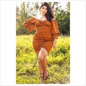 REBDOLLS POLKADOT SMOCKED MIDI DRESS SIZE 1X